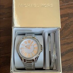 MK3567 Kacie Silver Watch and Bracelet set